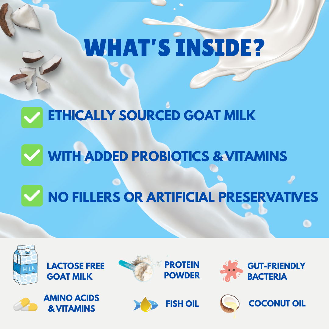 Zero-Lactose Goat Milk Powder for Dogs & Cats - Digestive & Immune Health Supplement