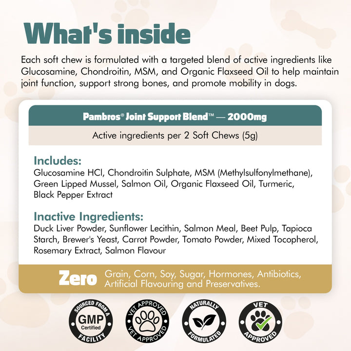 Hip & Joint Chews for Dogs – 60 Soft Chews – High Strength & Natural Formula for Mobility, Stiffness & Arthritis Relief