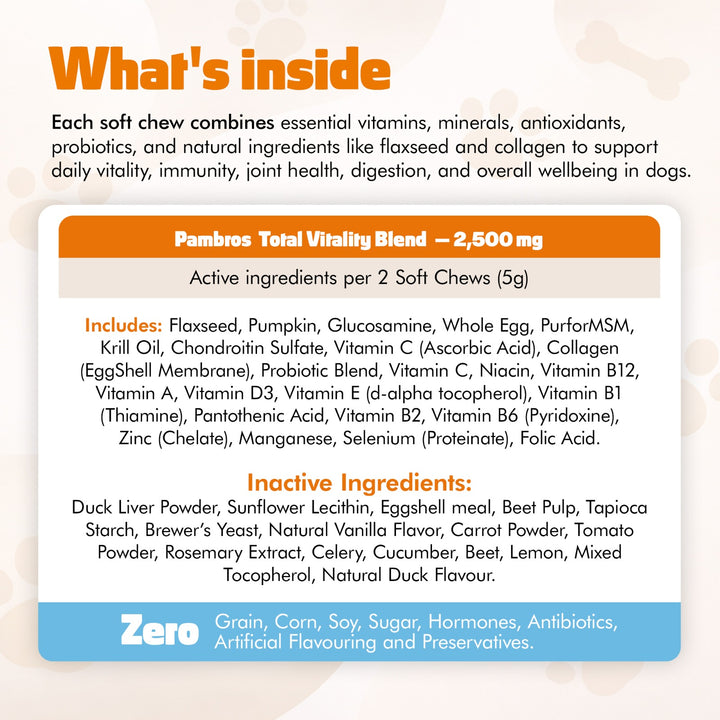 Multivitamin Chews for Dogs – Daily Health Support for Joints, Skin, Coat & Immunity